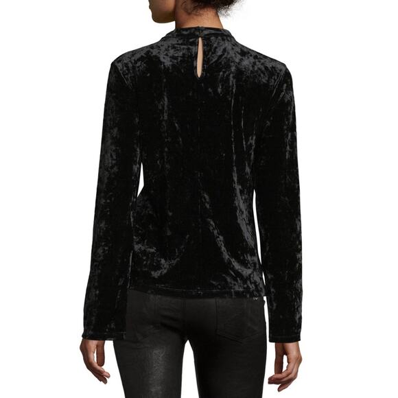 Sanctuary NWT Black Velvet Long-Sleeve Round Neck Holiday Blouse - Picture 7 of 7